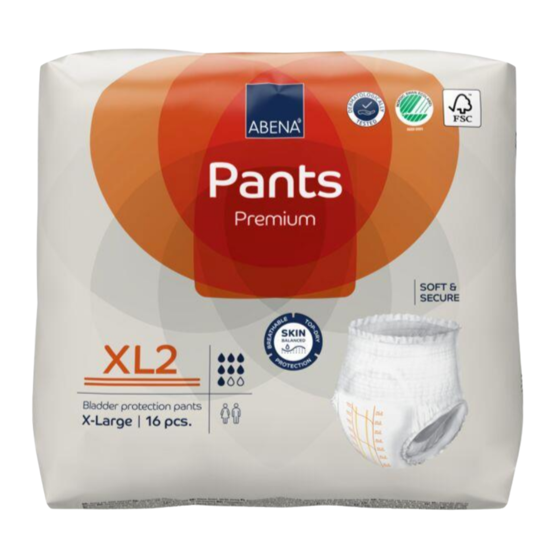 Abena Pants XL2 Extra Large Orange pull-up incontinence pants with 1900ml absorbency for 130-170cm hip size