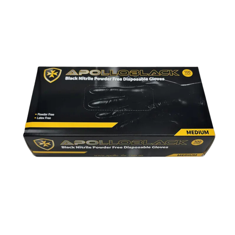 Apollo Heavy Duty 6g Black Nitrile Industrial Powder Free Disposable Gloves