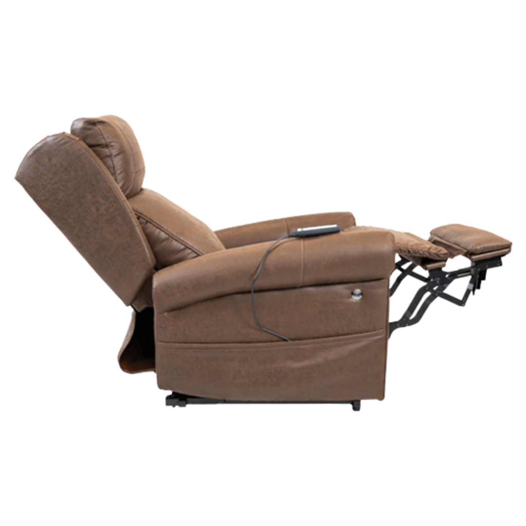 Aspire Gabriel X Large Lift Chair in Ebony, shown in a standard upright seated position with a premium leather look.
