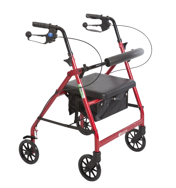 Aspire Mini Seat Walker 6’ Wheels Red / Each Walking Aids