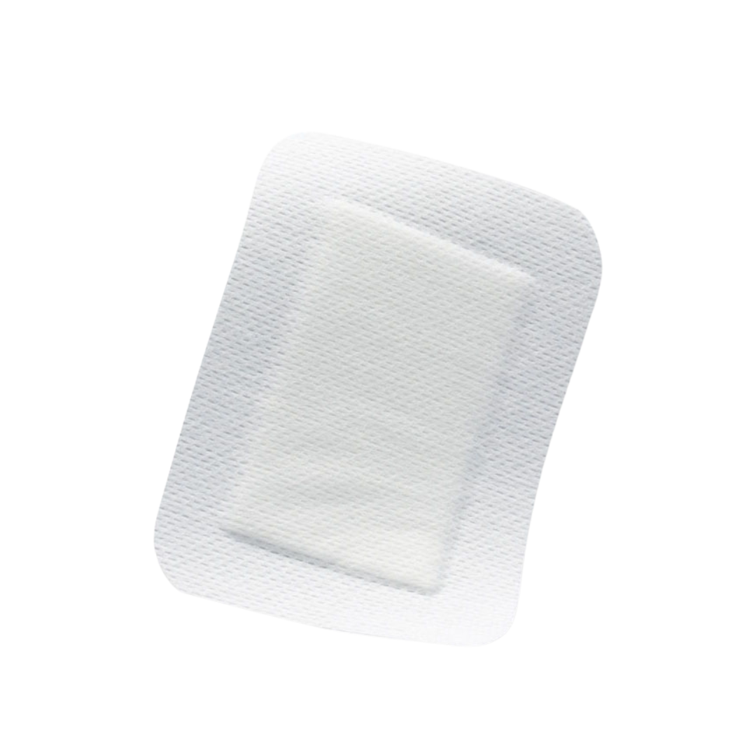 Sterile Bodichek non-woven island dressing pad with absorbent center and hypoallergenic adhesive border, designed for wound protection and breathability.