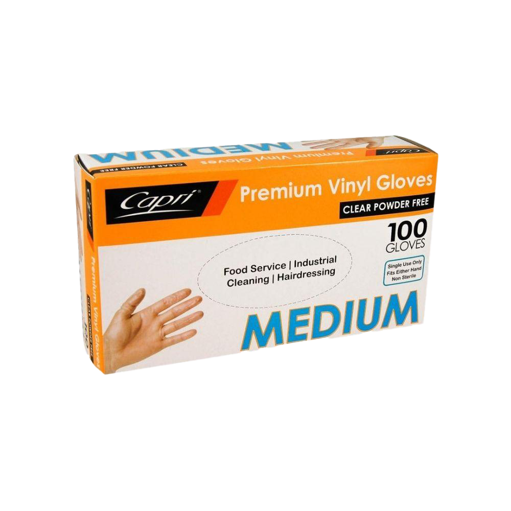 Capri Premium Clear Powder Free Vinyl Gloves