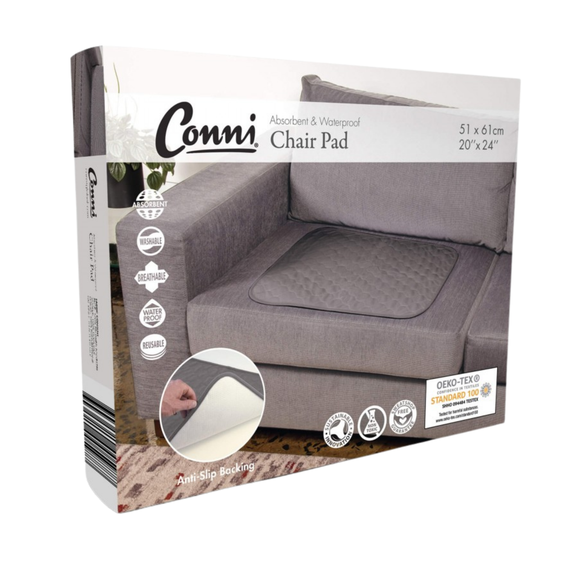 Conni Chair Pad Large Charcoal Pads