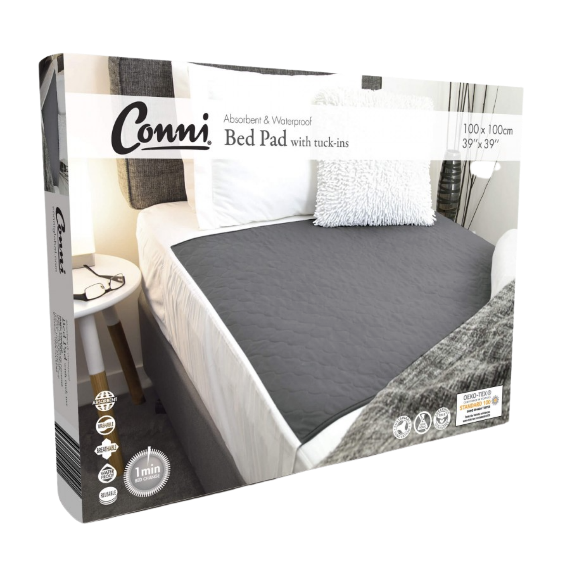 Conni Bed Pad with Tuck-ins Charcoal