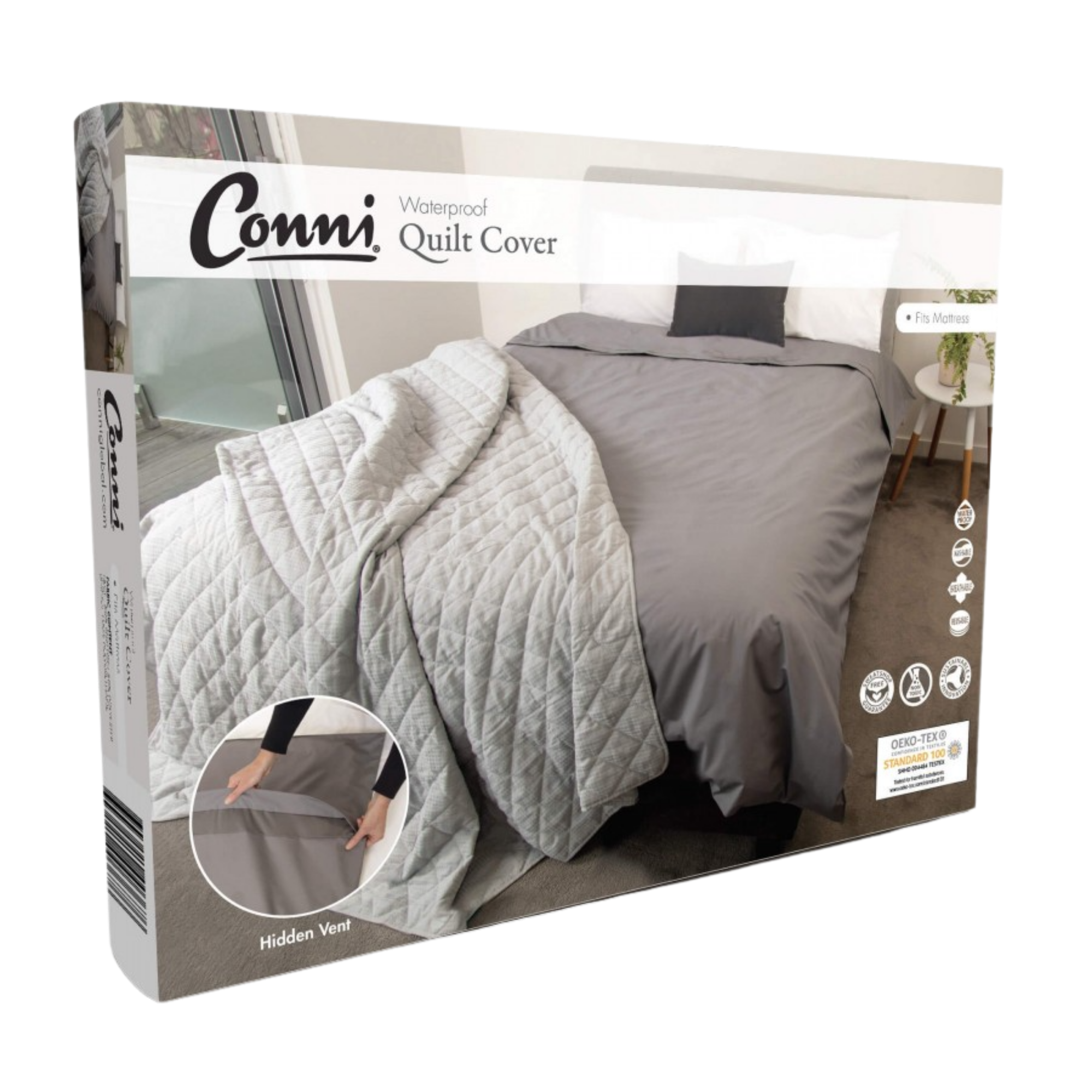 Conni Quilt Cover Queen Charcoal Bedding