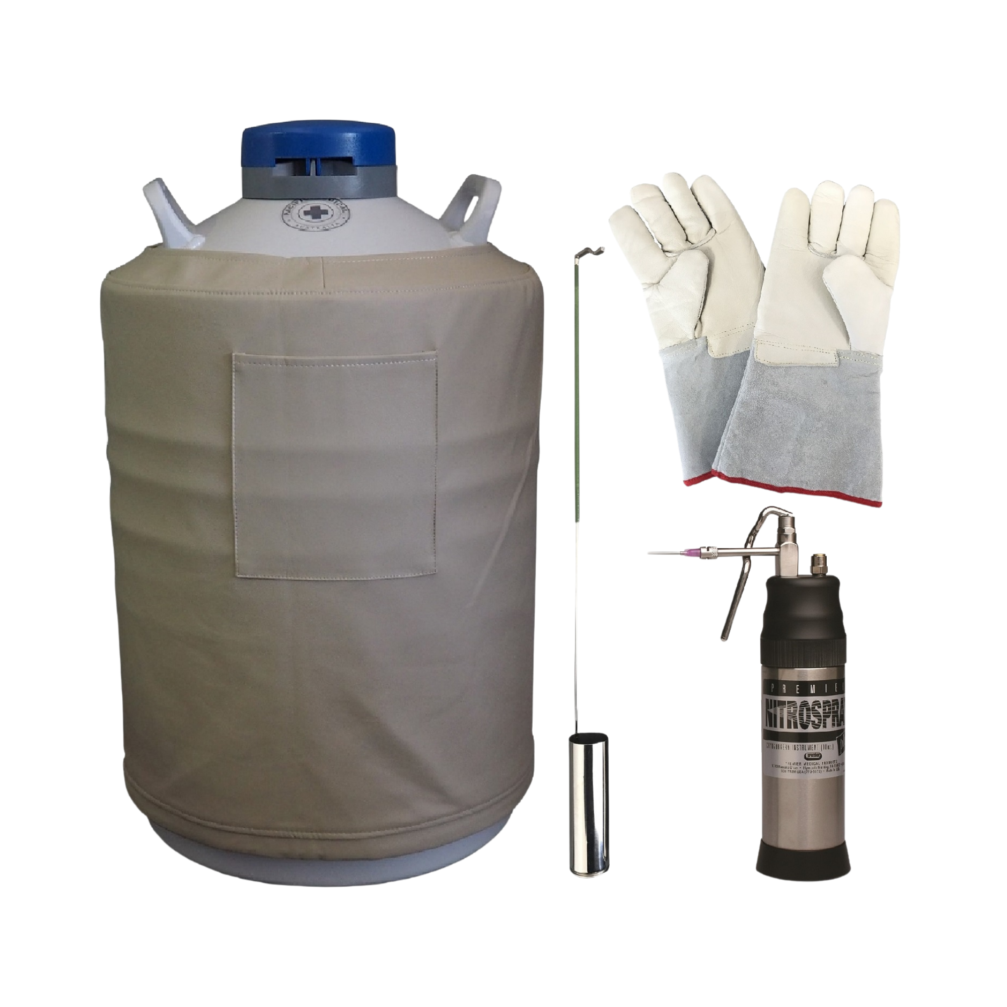 Cryotherapy Package Two Includes Nitrospray 300 Ml Dewar 20 Literand Gloves Cryosurgery