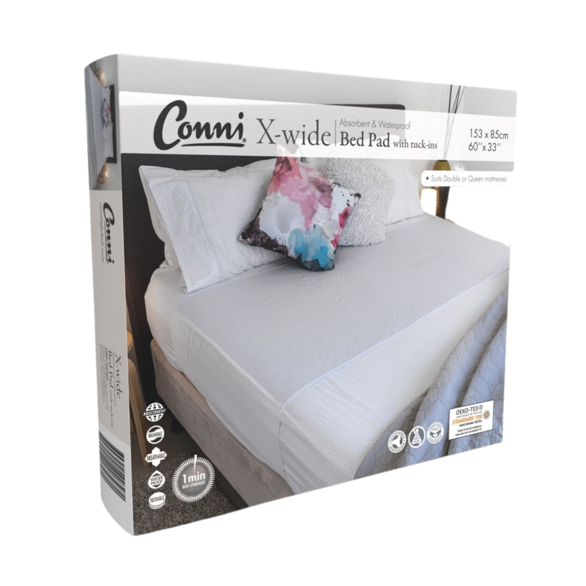Conni X-Wide Bed Pad With Tuck-Ins White Pads