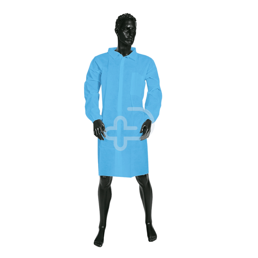 Disposable Blue Laboratory Coats Non-Sterile Non-Woven With Velcro Seal Gowns &