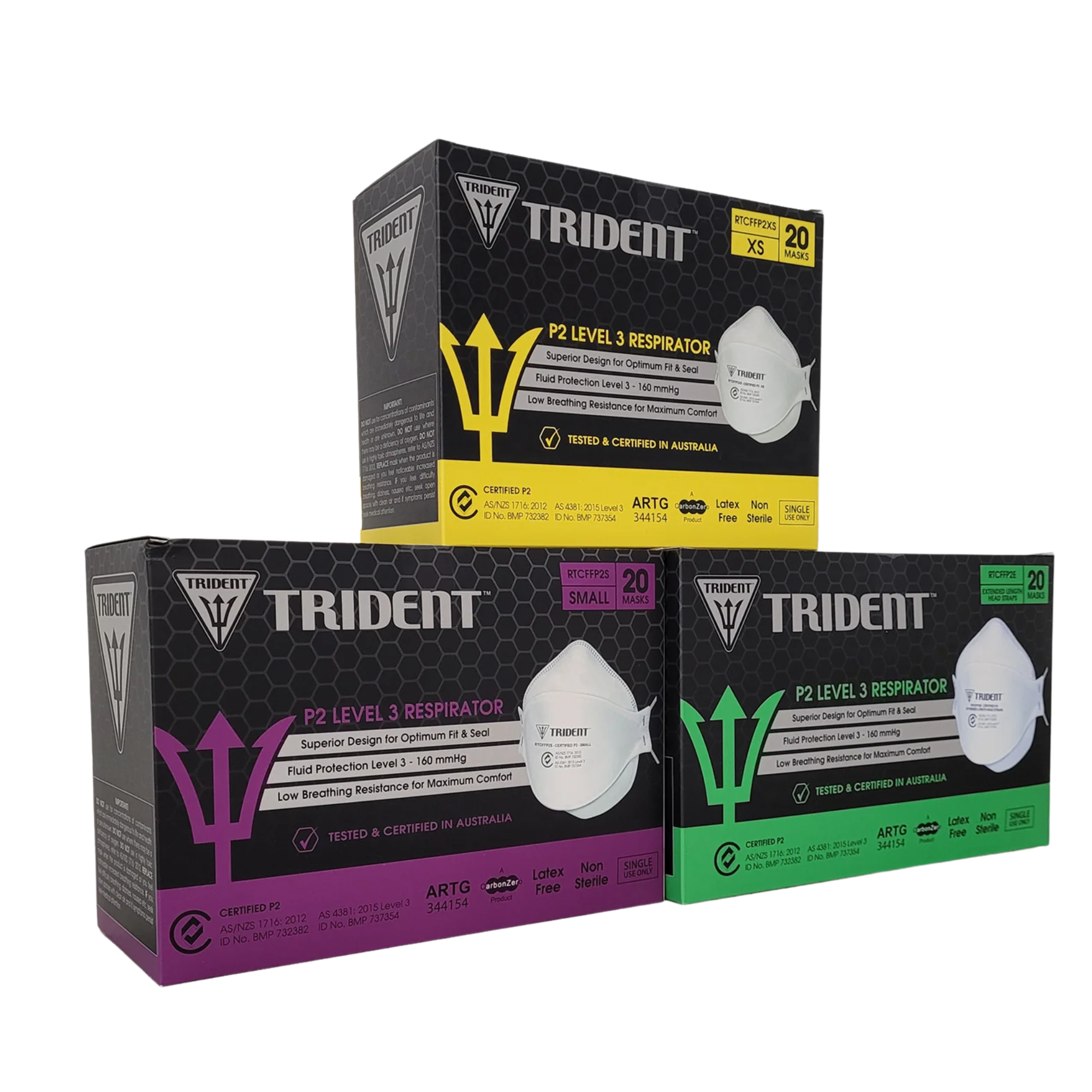 Trident Flat Fold P2 Level 3 Respirator Extra Small Surgical Face Masks & Respirators