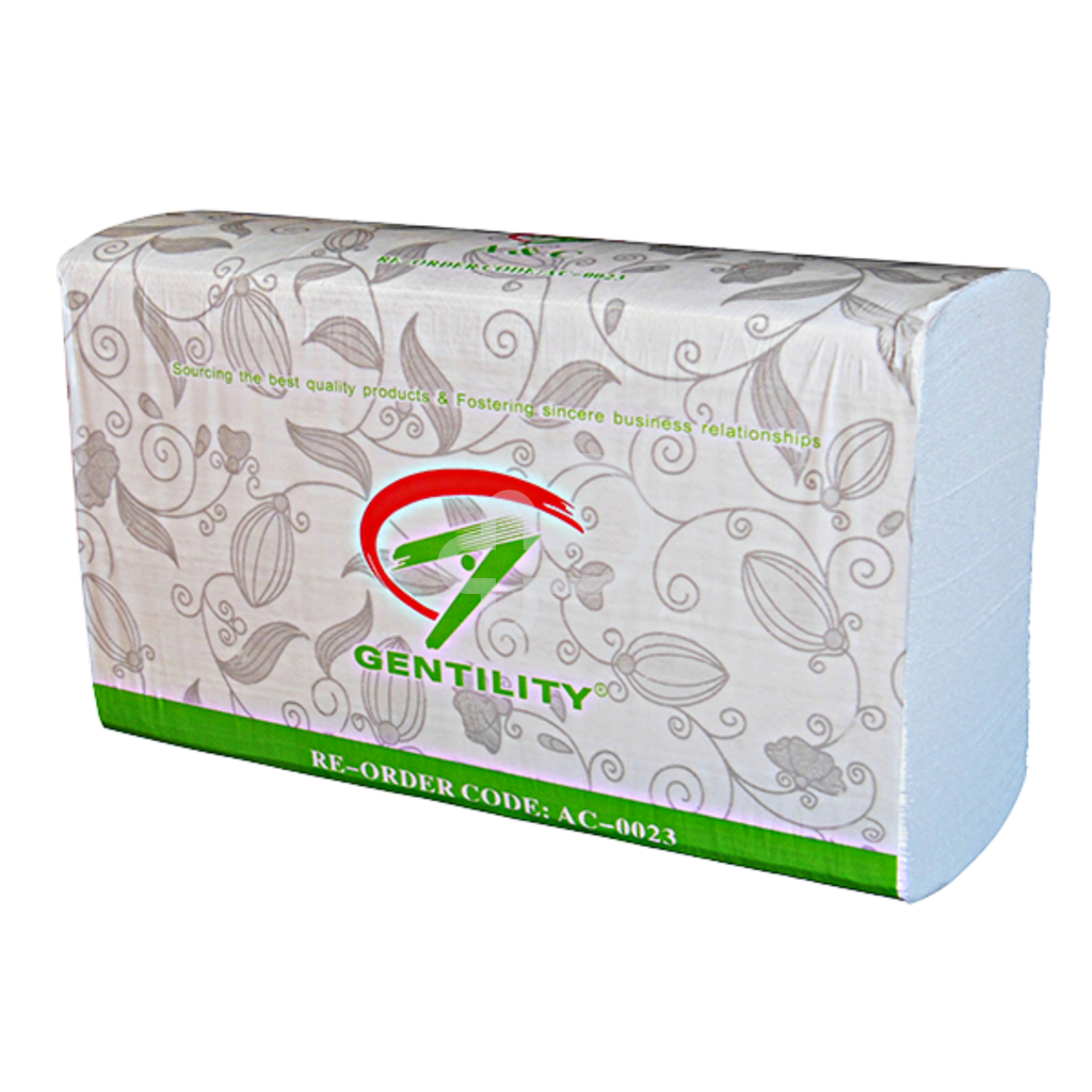 Gentility Slimline Hand Towel Through Air Dried 200 Sheets 1Ply 23 X 23Cm