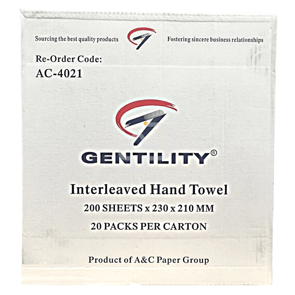 Gentility Slimline Interleaved Hand Towel 200 Sheets 1Ply 21 X 23Cm