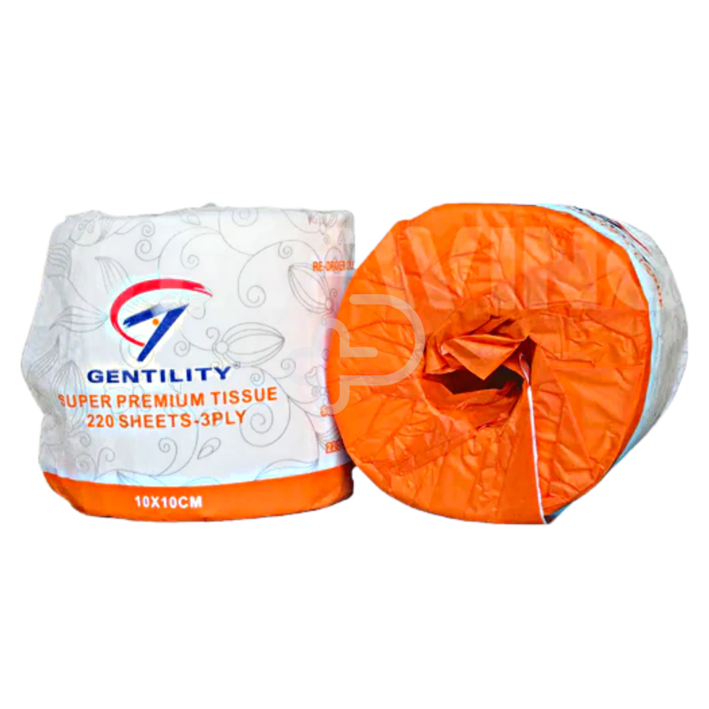 Gentility Toilet Roll 220 Sheets 3Ply Individual Wrap Premium Virgin Paper