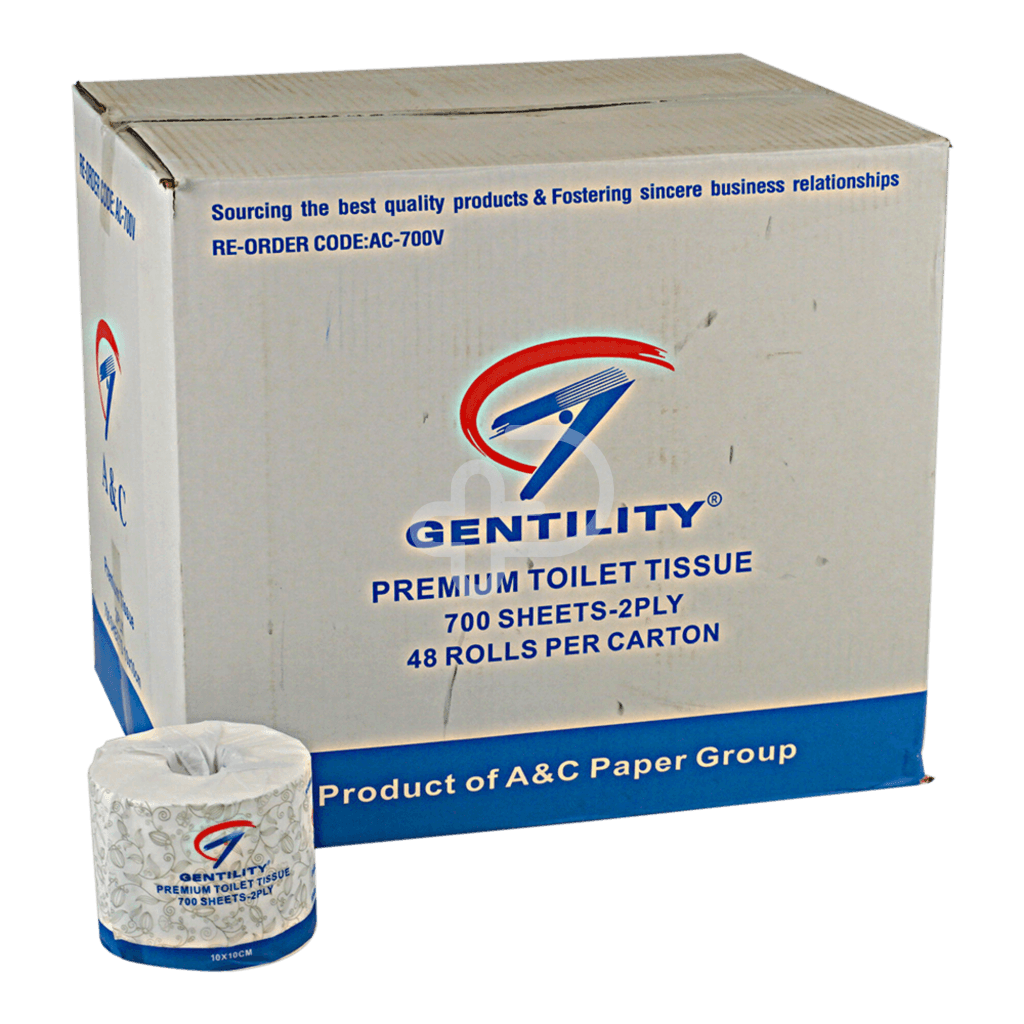 Gentility Toilet Roll 700 Sheets 2Ply Individual Wrap Virgin Paper