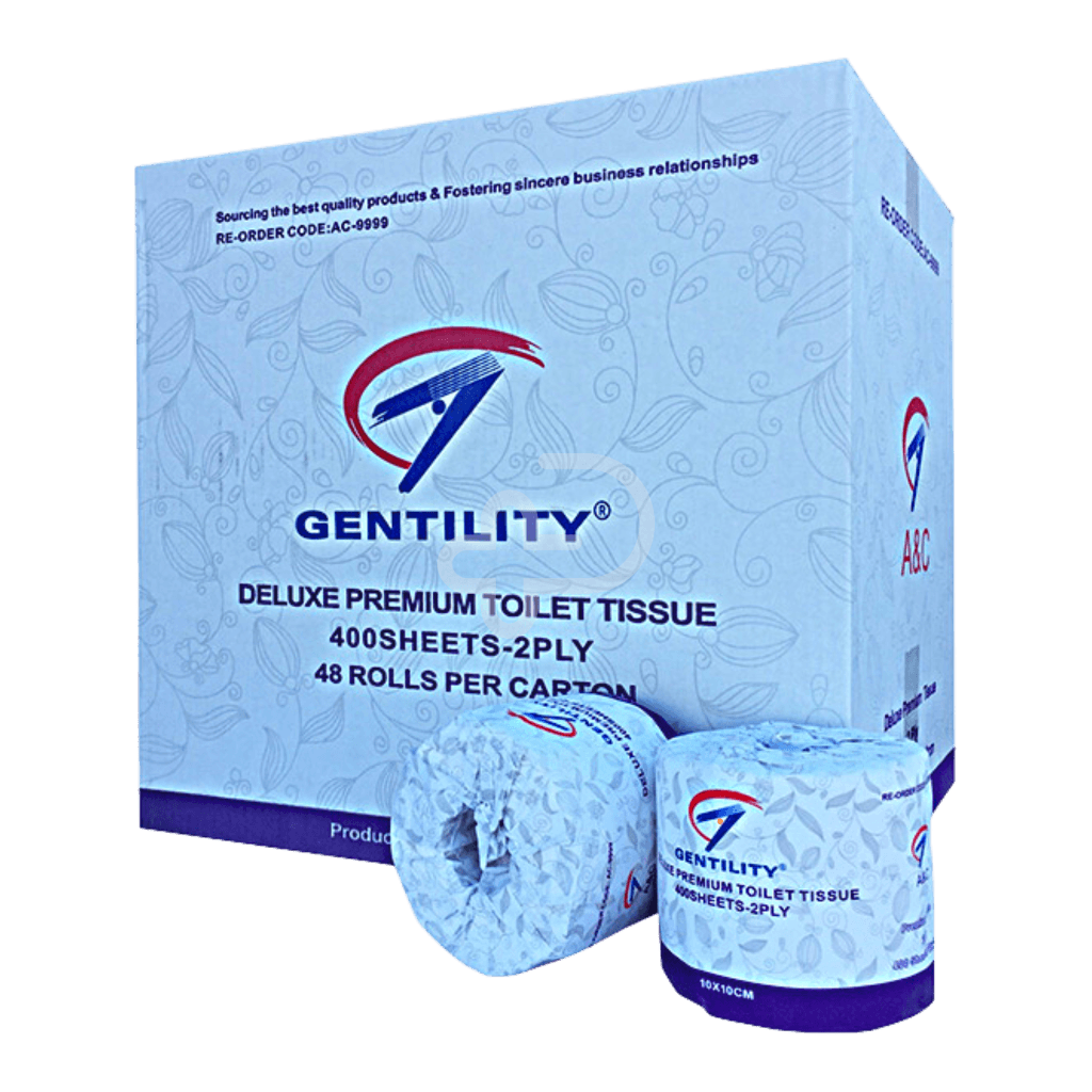 Gentility Toilet Roll Extra Thick 400 Sheets 2Ply Individual Wrap Premium Virgin Paper