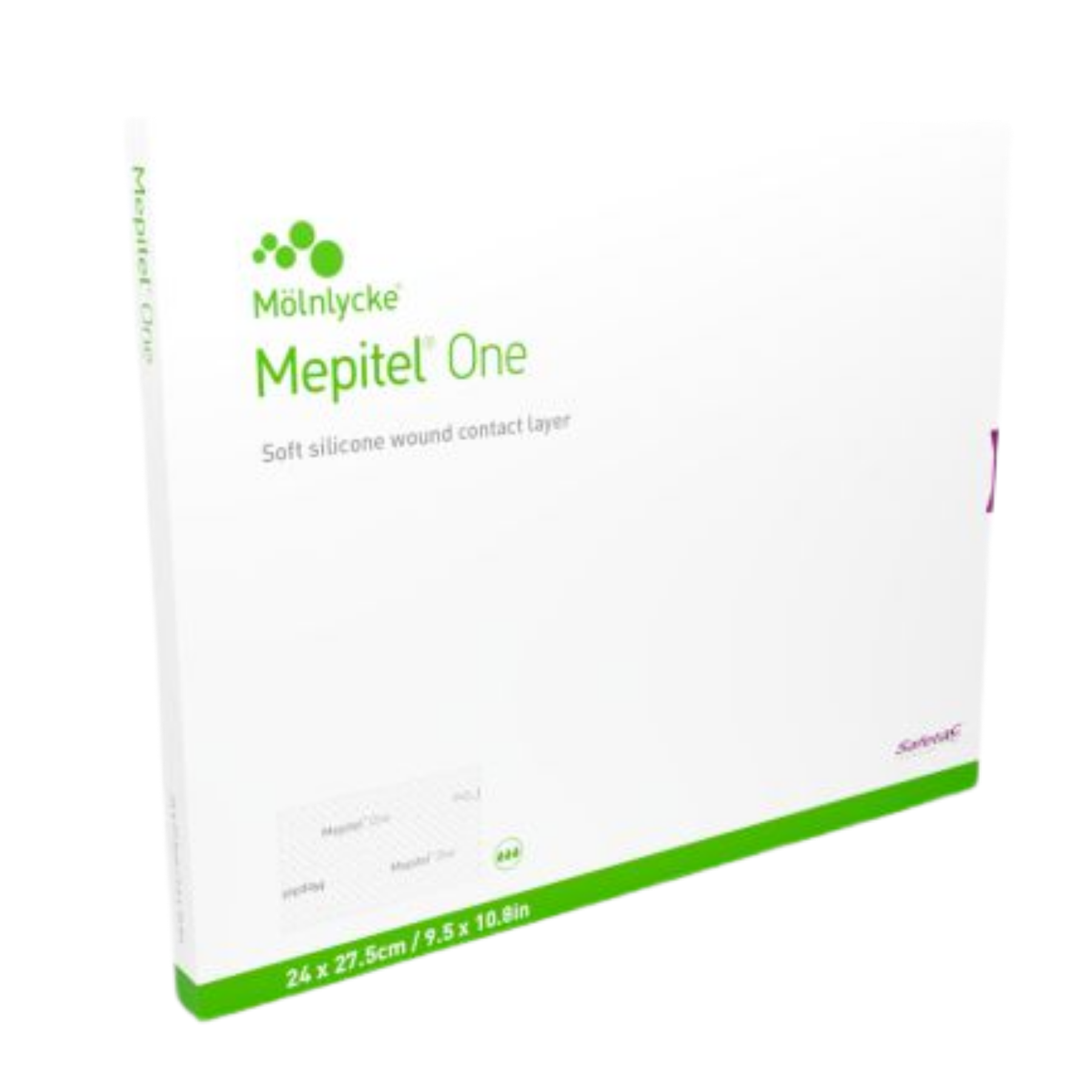 Mepitel One packaging by Mélnlycke on a white background
