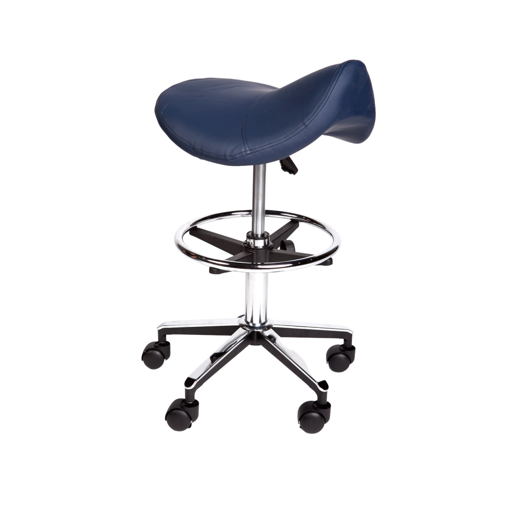 Saddle Stool Premium With Foot Ring Navy Blue Stools Bed Screens & Iv Stands