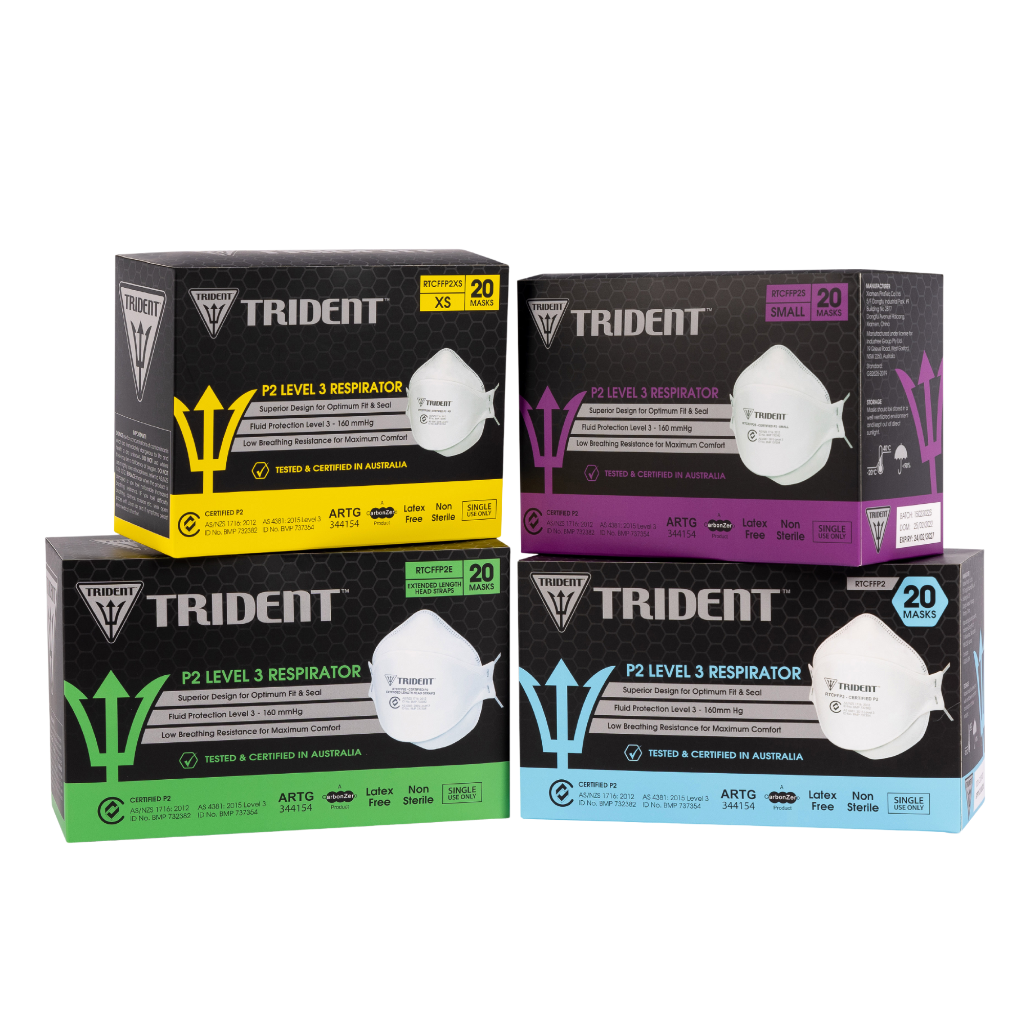 Trident Flat Fold P2 Level 3 Respirator Small Surgical Facemasks & Respirators