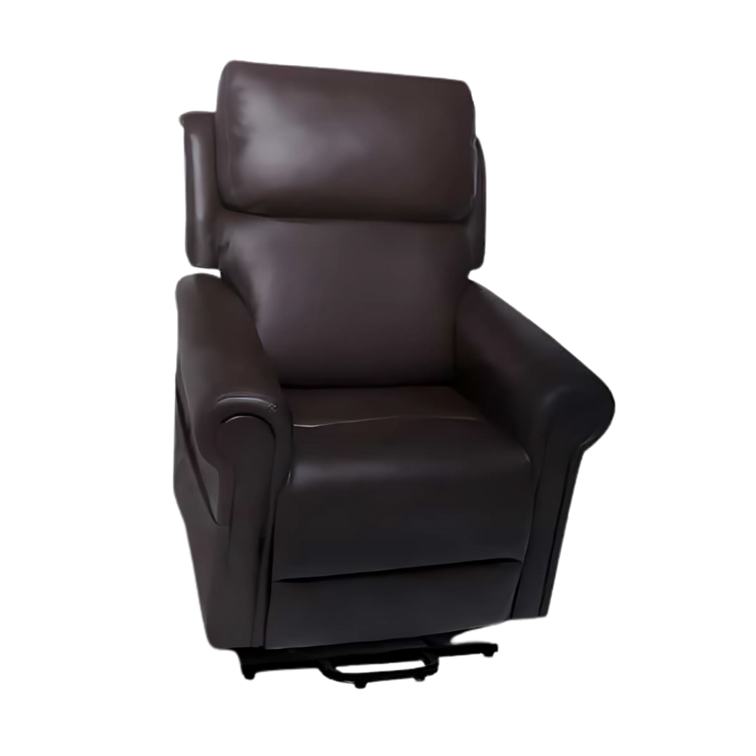 Royale Medical Chadwick Quad Motor Lift Chair in Oxford Plush Leather with powered head and lumbar support.