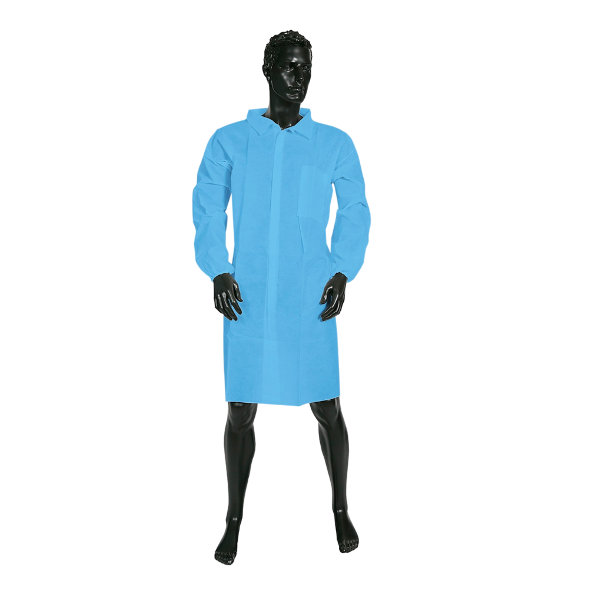 Disposable Blue Laboratory Coats Non-Sterile Non-Woven With Velcro Seal