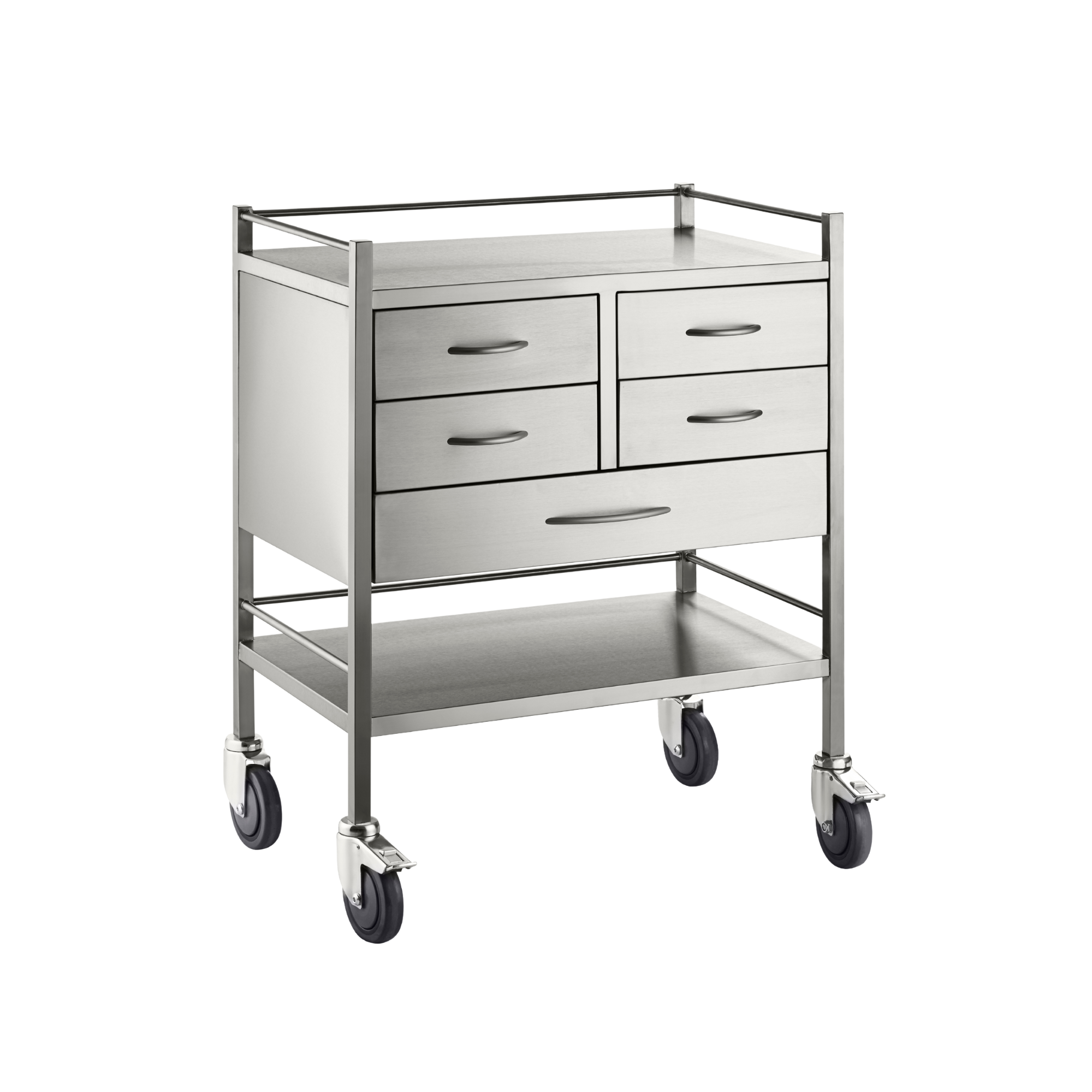 Stainless Steel Resuscitation Trolley Five Drawer Medical Carts & Trolleys