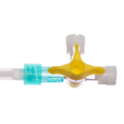 Sterile single-use 3-way stopcock, lipid-resistant material, secure connections, multiple line access for safe and precise IV fluid management.