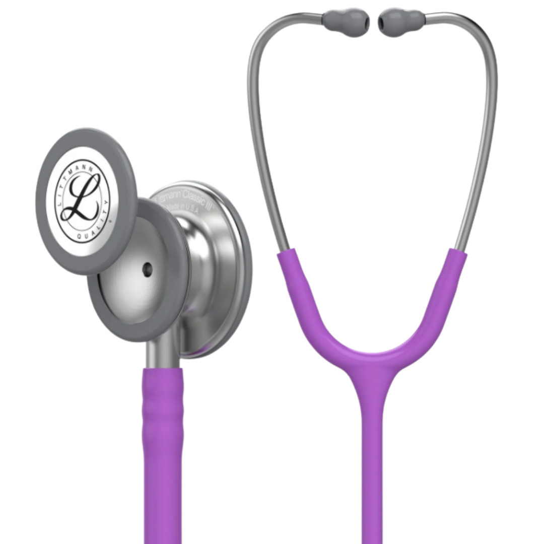 3M Littmann Classic III Stethoscope in Lavender with dual diaphragm and high acoustic performance, perfect for healthcare professionals.