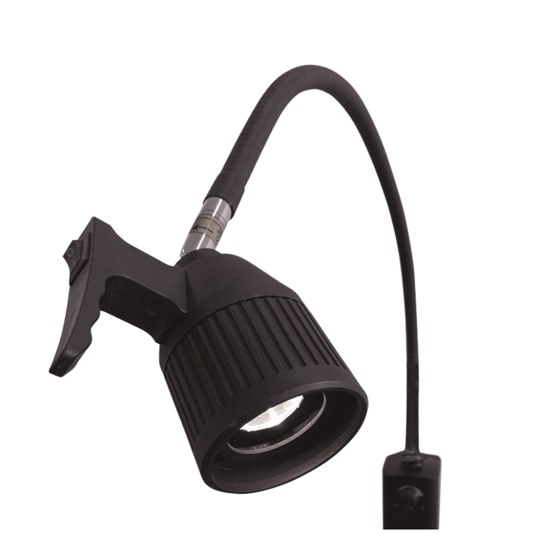 3W LED Examination Light with mobile base and wall mount in black– ideal for medical and clinical use.