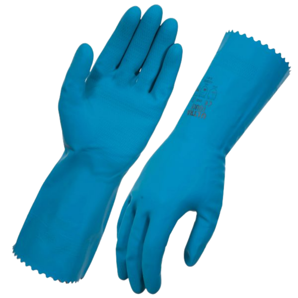 Ultra Touch Blue Silver-Lined Rubber Gloves 300Mm Cuff Occupational