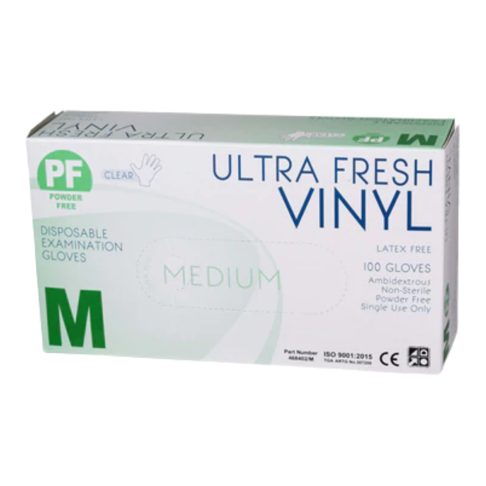 Ultra Fresh Examination Vinyl Clear Powder Free Disposable Gloves