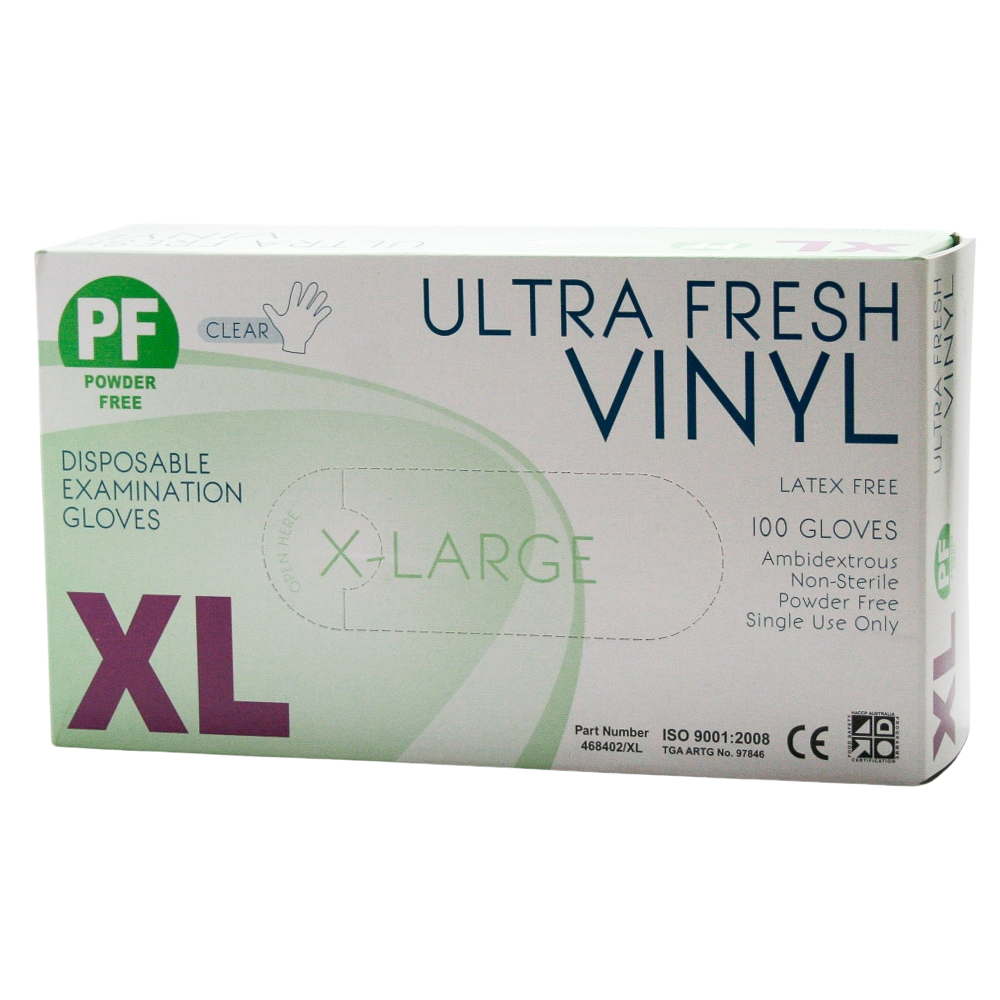Ultra Fresh Examination Vinyl Clear Powder Free Disposable Gloves