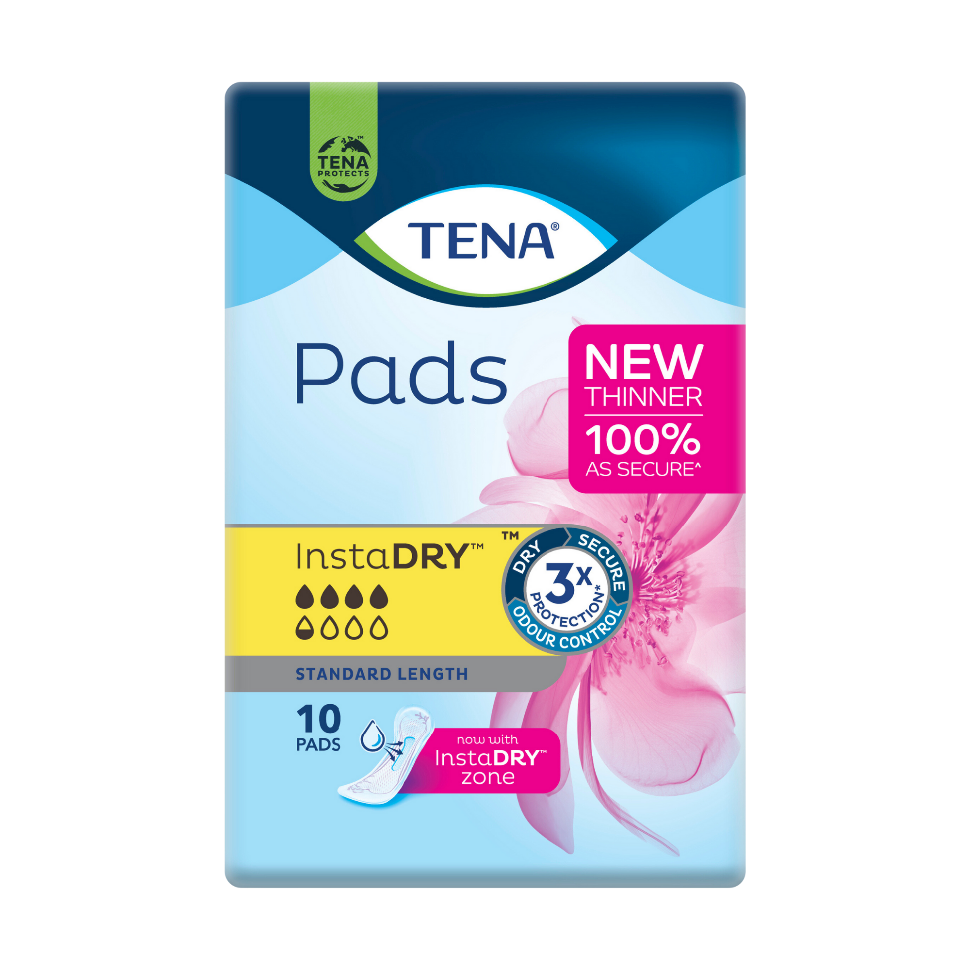 Tena Pads Instadry Standard Length 10’S Pack Disposable Pants & Liners