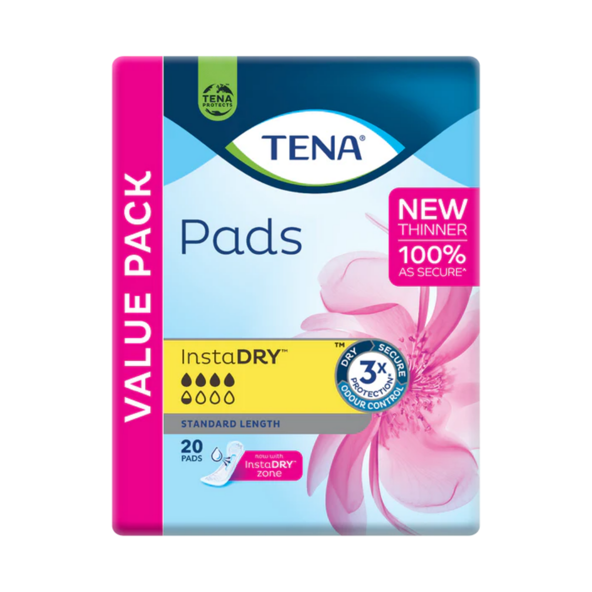Tena Pads Instadry Standard Length 20’S Pack Disposable Pants & Liners