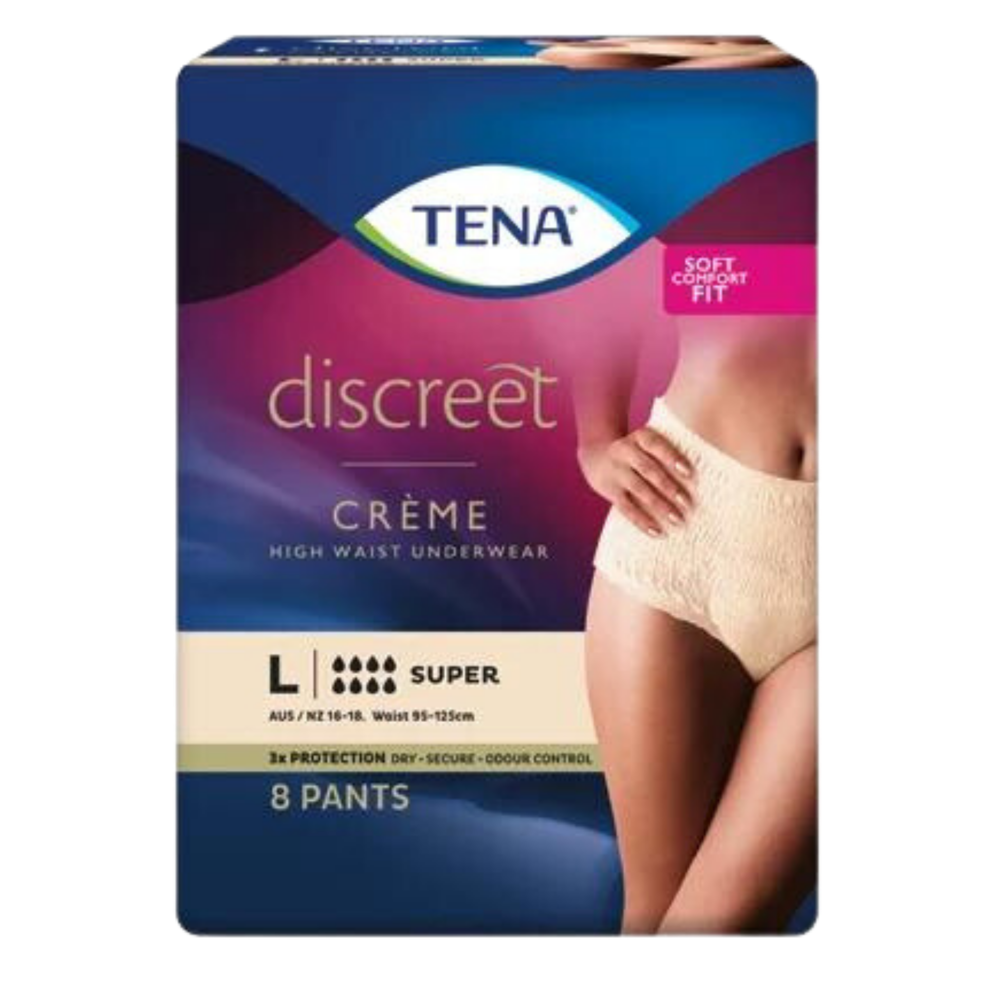 Tena Pants Discreet Super High Waist Creme Large