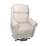 AAL Quad Motor Royale Chadwick Leather Recliner in Taupe Beige with head and lumbar power for premium comfort and supportive daily living.