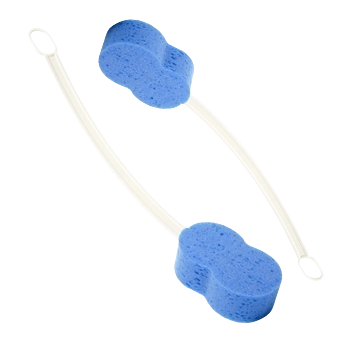 ADL Hygiene Scrub Mate long handled sponge, lightweight design, extended reach for bathing, supports hygiene and independence with minimal effort.