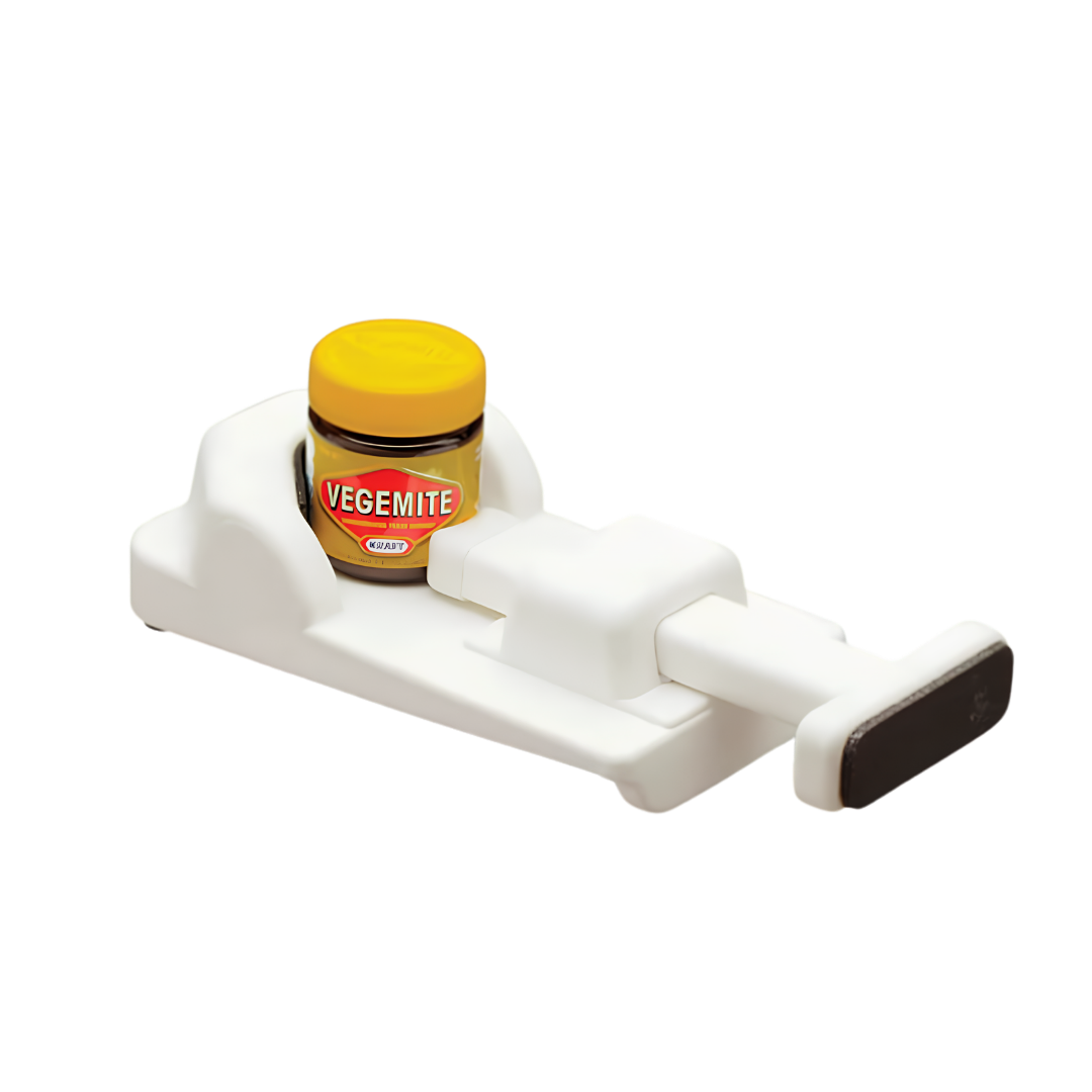 ADL Kitchen Belly Clamp opener, secure clamp design for jars and bottles, hands‑free aid supporting independence and safe food preparation.