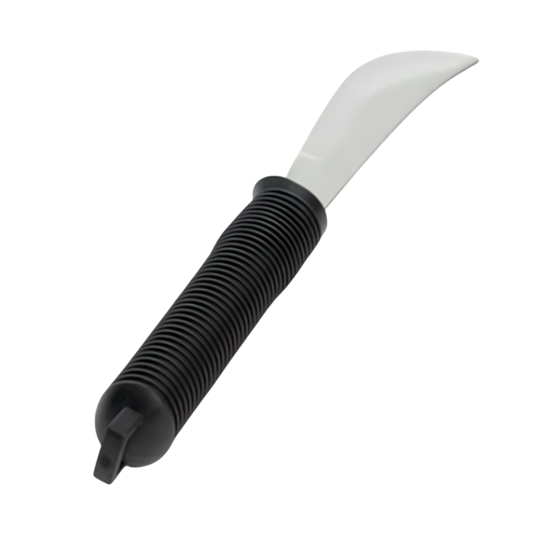 ADL Kitchen bendable rocker knife with ergonomic handle, designed for individuals with limited grip or mobility, enabling safe and independent food preparation.