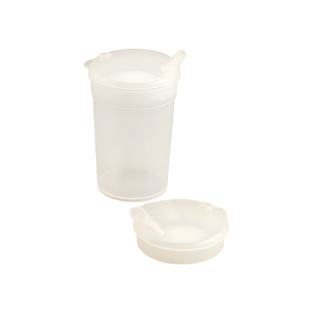 Feeding cup with standard blunt spout, lightweight and durable, designed for safe hydration support in aged care, disability, and rehabilitation settings.