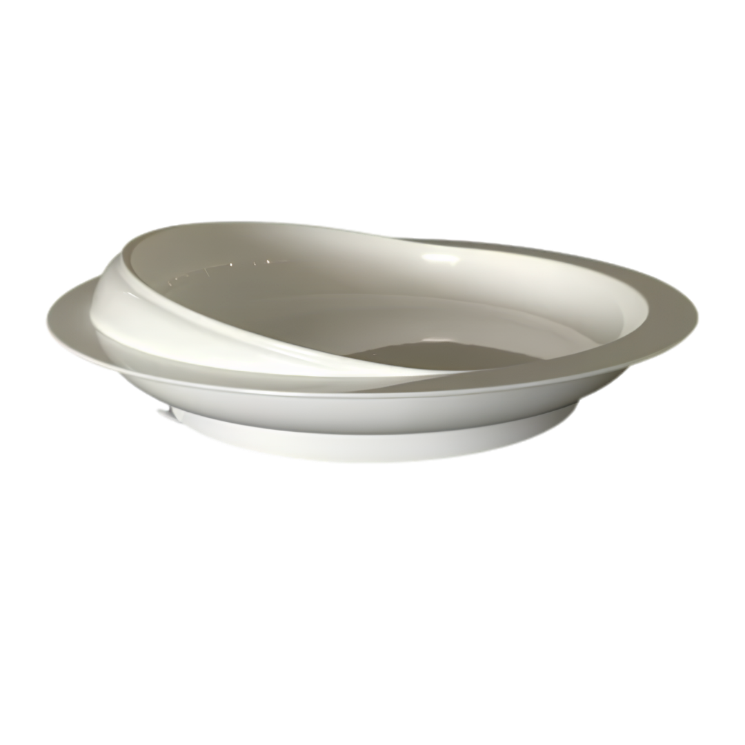 ADL Kitchen Medici scoop plate in ivory with suction cup base, stable non‑slip design, raised edge aids scooping, supports safe and independent dining.