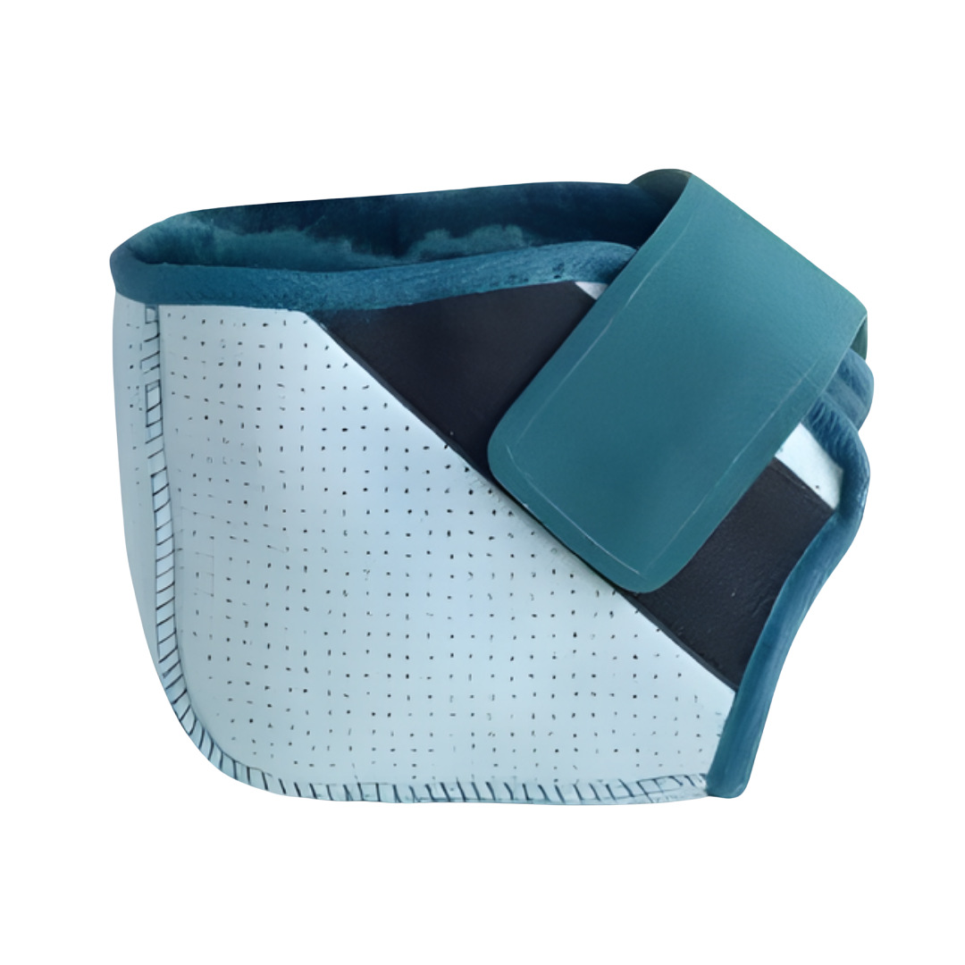 Soft sheepskin elbow protector providing comfort, breathability, and pressure relief for aged care and hospital patients.