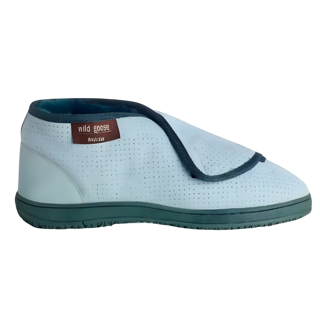 ADL Sheepskin Medical Wild Goose Boot Wrap Around pair in multiple sizes, offering soft cushioning and pressure relief for feet and lower legs during extended rest.