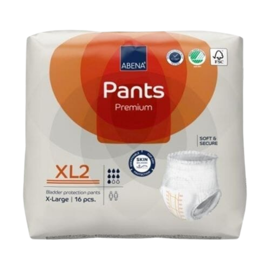 Abena Pants XL1 Orange 1400ml provide discreet, breathable protection with secure fit for waist sizes 130–170cm, ensuring confidence and comfort daily.