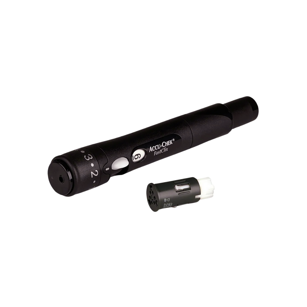 Accu-Chek Fastclix Kit – Lancing device with 6-lancet drum for comfortable, hygienic blood glucose testing.