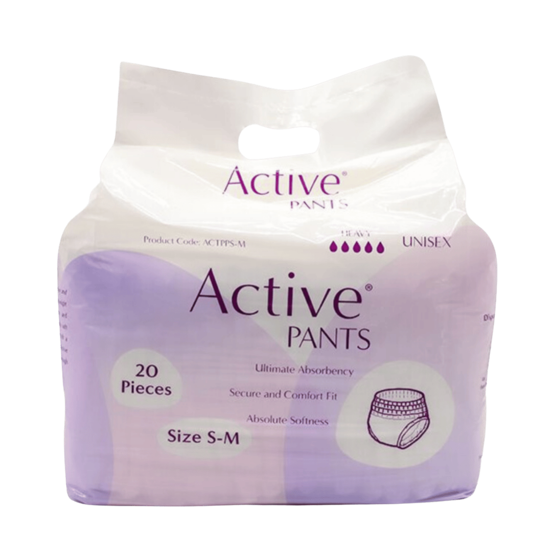 Active Pants Premium Small-Medium 60–100cm provide discreet, breathable protection with secure fit and underwear-like design for daily continence care
