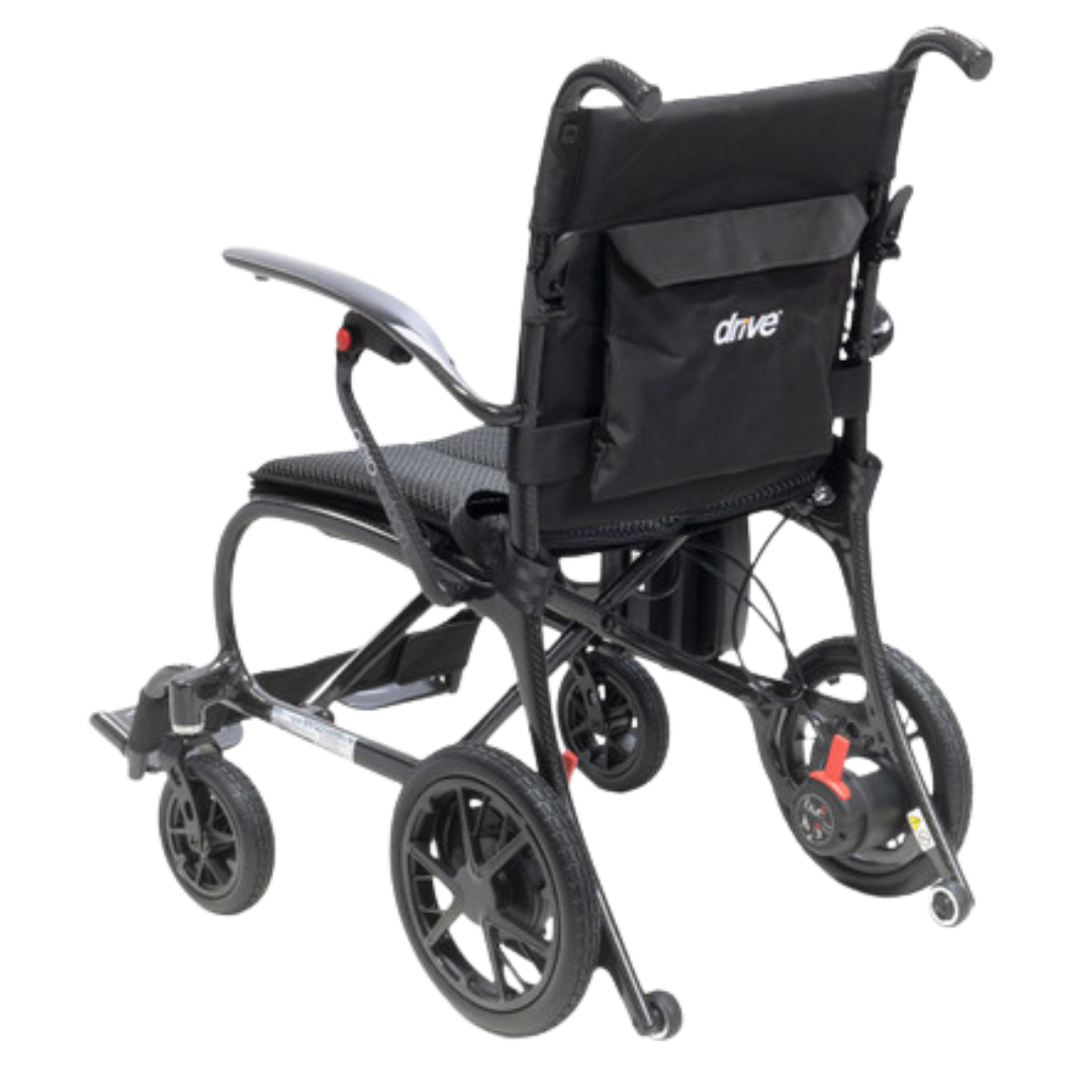 AeroCarbon Powerchair standard model providing lightweight, comfortable and reliable powered mobility for daily use in home, community and aged care environments.
