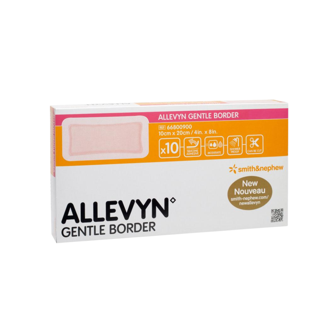 ALLEVYN Gentle Border Classic Foam Dressing – Silicone adhesive wound dressing for fragile skin and moderate to heavy exudate