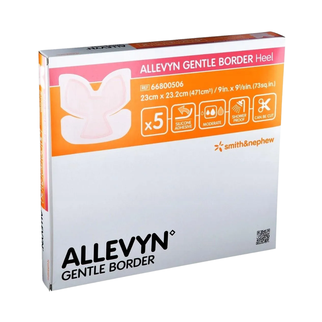 ALLEVYN Gentle Border Heel Dressing 23cm x 23.2cm – Silicone adhesive foam dressing for heel wounds