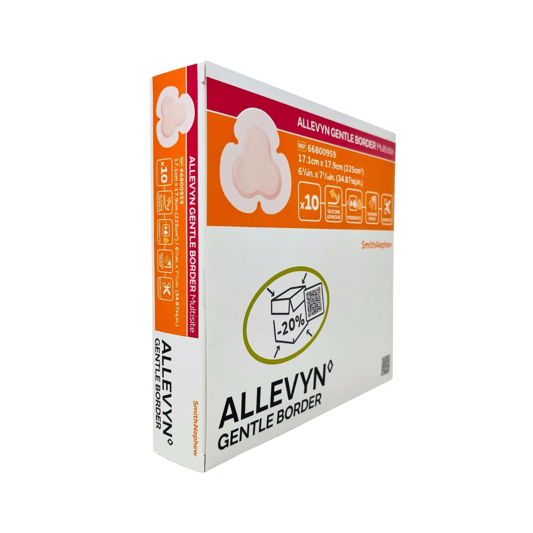 ALLEVYN Gentle Border Multisite Dressing 17.1cm x 17.9cm – Silicone adhesive foam dressing for complex wound sites