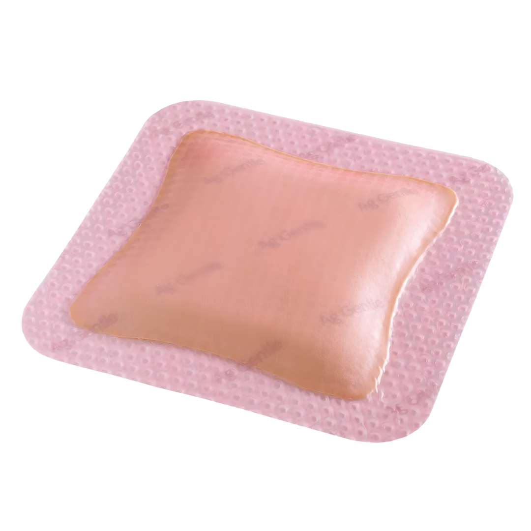 Allevyn AG Gentle Border Classic Foam Dressing is a soft, flexible foam dressing with a blue adhesive border, designed for moderate to high exuding wounds.