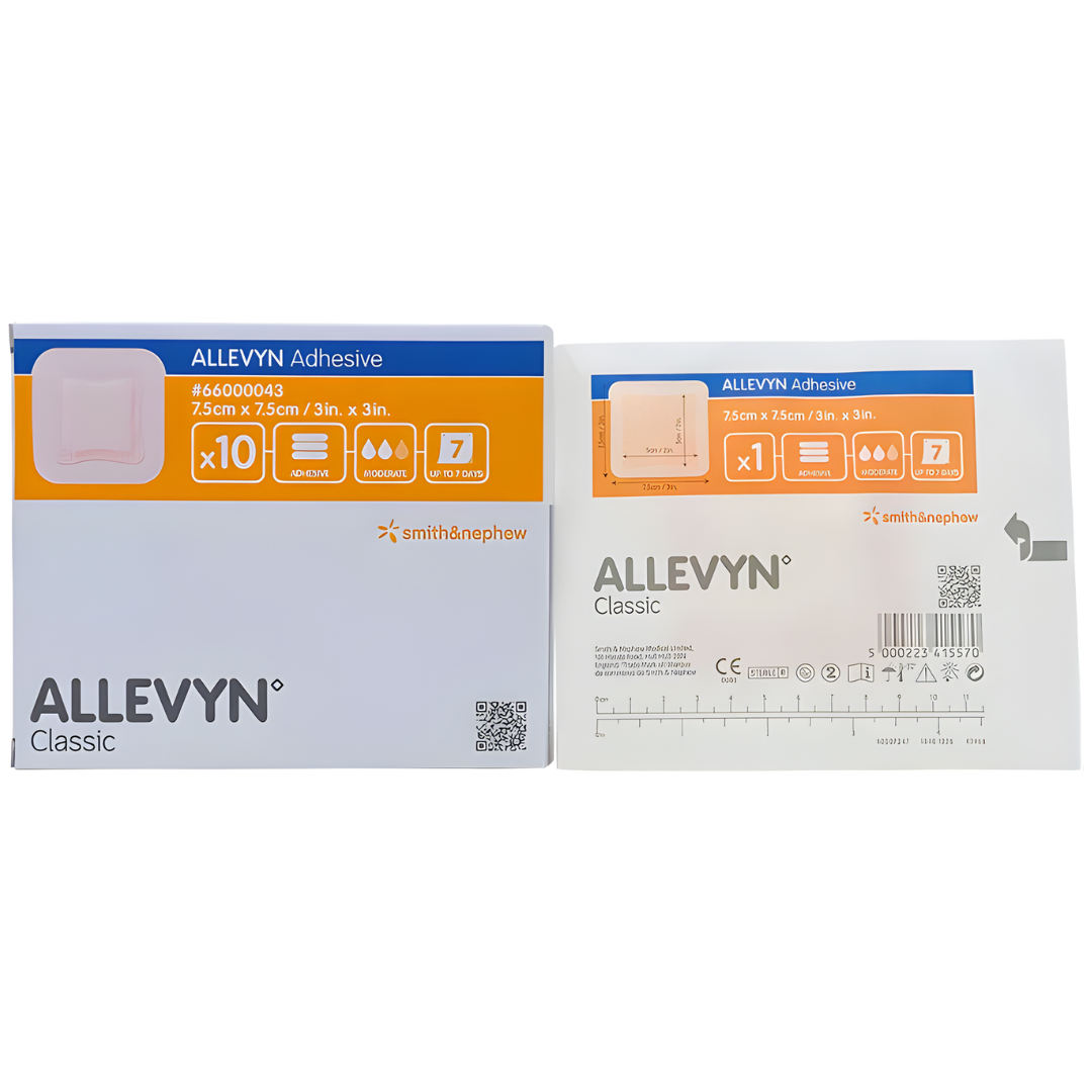 Allevyn Adhesive Wound Dressing provides soft cushioning, secure adhesion and effective absorbency for various wound sizes, supporting comfortable healing.